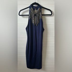 London Dress Company Sleeveless Halter-neck Dress with beading